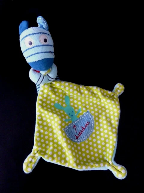 *. Doudou Pommette Intermarche Zebre Vert Rouge Bleu Lapin Poche Mouchoir Neuf*