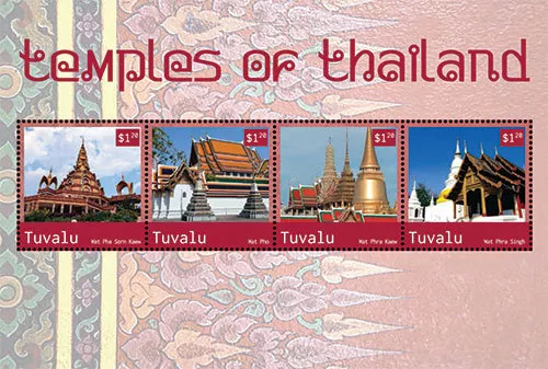 Tuvalu - Temples of Thailand-Expo Stamp - Sheet of 4 MNH