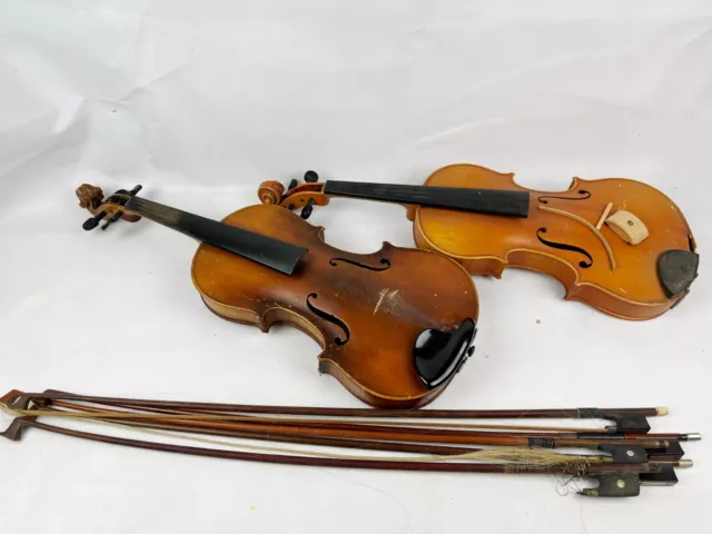 Konvolut antiker Geigen und Bögen Deutschland um 1900 für den Bastler