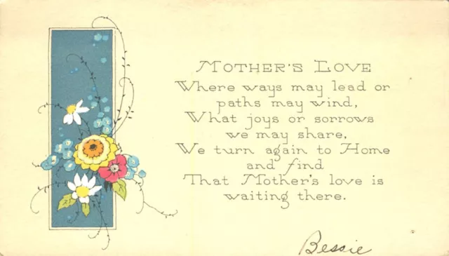 Mother's Love Poem with Flowers Card