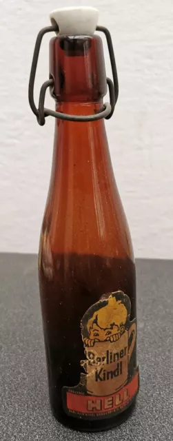 Berliner Kindl Hell - braune Glasflache 0,33 l mit Verschluss, alte Flasche