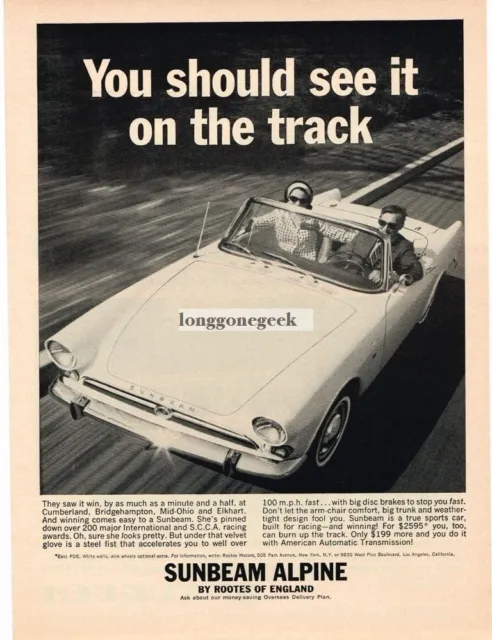 1964 Sunbeam Alpine White Convertible Vintage Print Ad