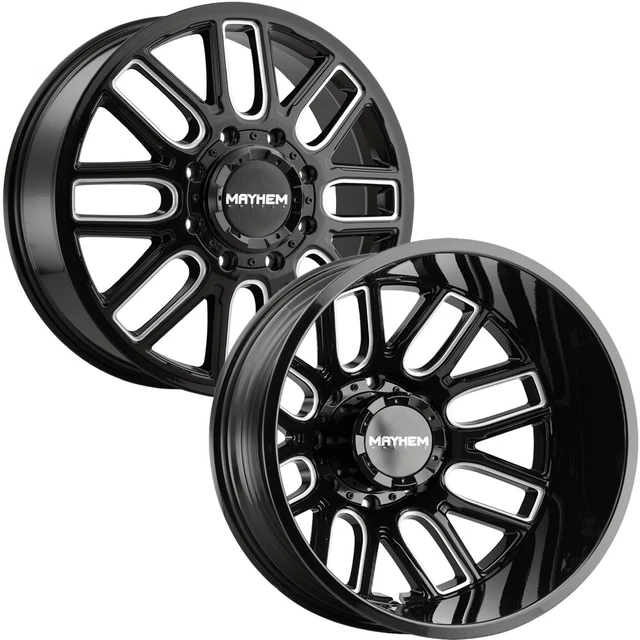 6-20" Inch Mayhem 8107D Cogent Dually-Lifted 8x210 Black/Milled Wheels Rims