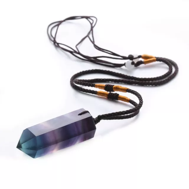 Healing Chakra Stone Reiki Pendant Necklace Crystal Quartz Natural Fluorite Wand