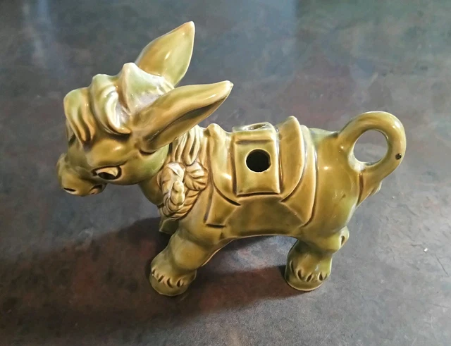 Vintage Japan Ceramic Chopstick Incense Holder Green Celadon Glaze Donkey Mule