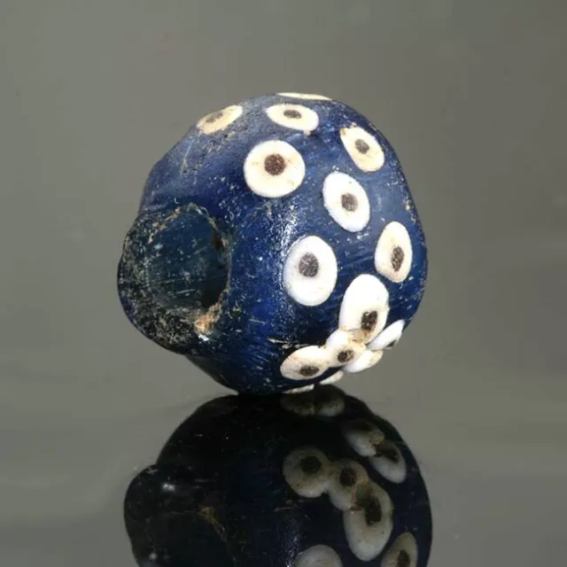 Ancient Roman glass beads: genuine Roman blue glass eye bead, 1 century BCE