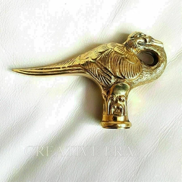 Victorian Antique Solid Brass peacock Walking Cane Vintage Stick Handle Only