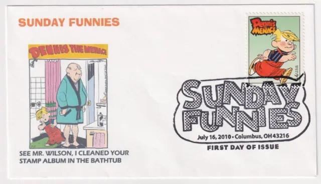 COMICS SUNDAY FUNNIES DENNIS THE MENACE Stamp Ginsburg First Day Cover FDC C5109