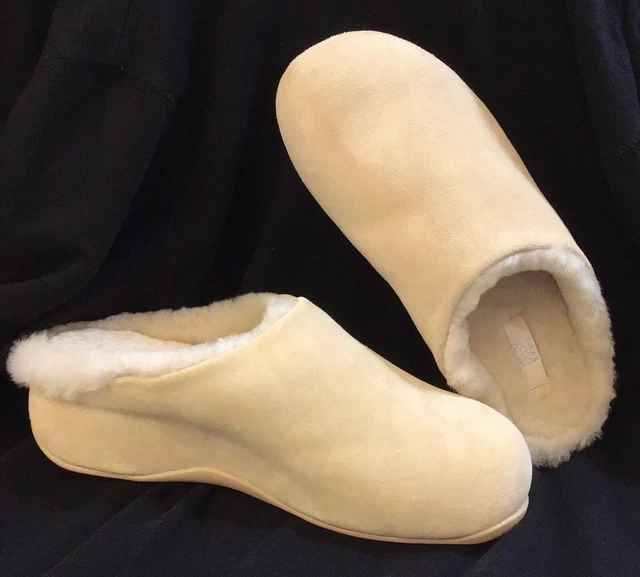 FITFLOP NIB SHUV SUEDE & SHEARLING LINED CLOG PINK CREAM Size 8