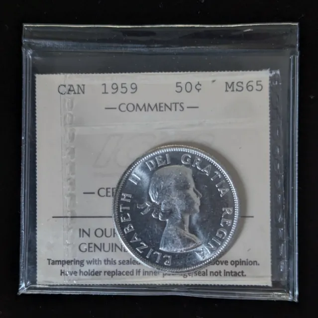 1959 Canada Silver 50 Cents - ICCS MS-65 - Rare Half Dollar Elizabeth