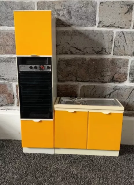 Vintage Sindy Kitchen Cooker Sink Unit Vintage 1970s Yellow