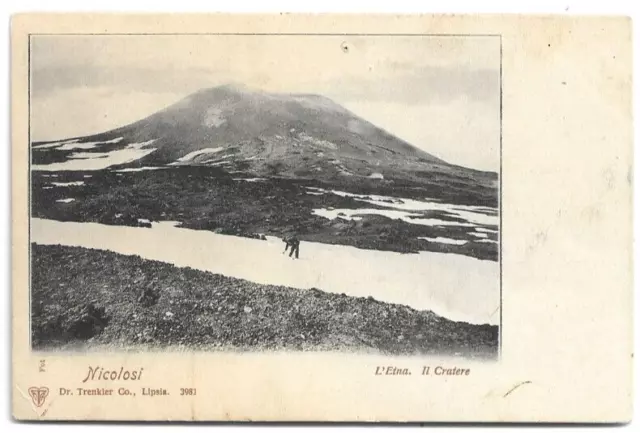 CARTOLINA DI CATANIA ,NICOLOSI - L'ETNA  - IL CRATERE - 1901   non viaggiata