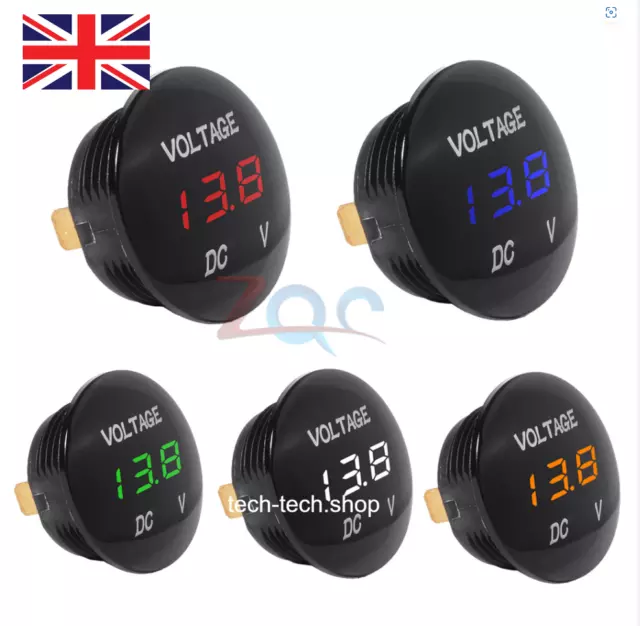 Car Motorcycle Camper Voltmeter DC 12V-24V LED Panel Digital Voltage Volt Meter