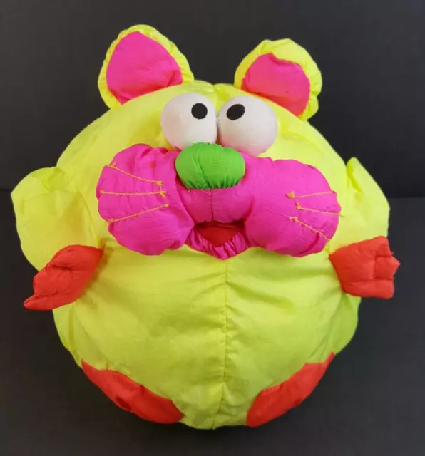 PLAYSKOOL CAT PLUSH SOUND MEOWS Neon Parachute Fabric Vintage Stuffed