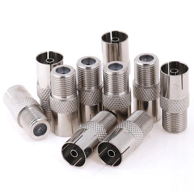 10pcs F Female to PAL Female Jack RF coaxial adapter F-type connector.ZT