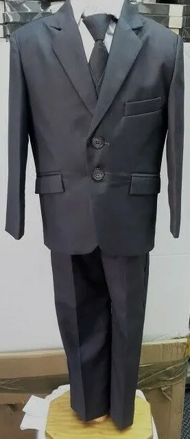 Brand New Boys Formal 5 Piece Suit Boy Prom Wedding Suit Dark Gray  Ages 1 To 14