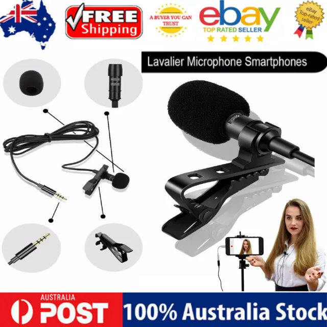 Clip-on Lapel Mini Lavalier Mic Microphone 3.5mm For Mobile Phone PC Recording