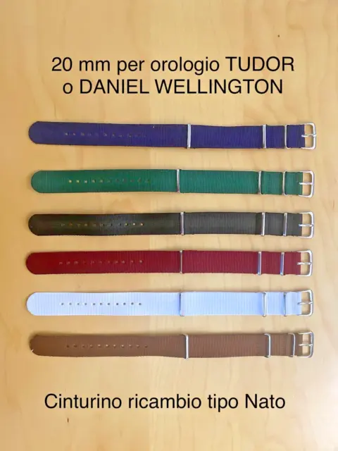 Cinturino Nato 20mm per orologio Tudor / Daniel Wellington vari colori ricambio