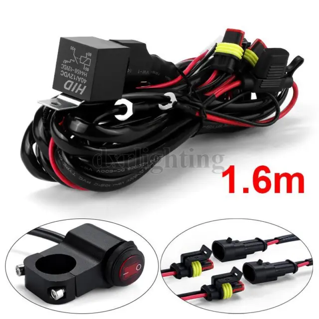 12V 40A Motorcycle LED Light Fog Driving Wiring Harness Relay ON OFF Switch 1.6m