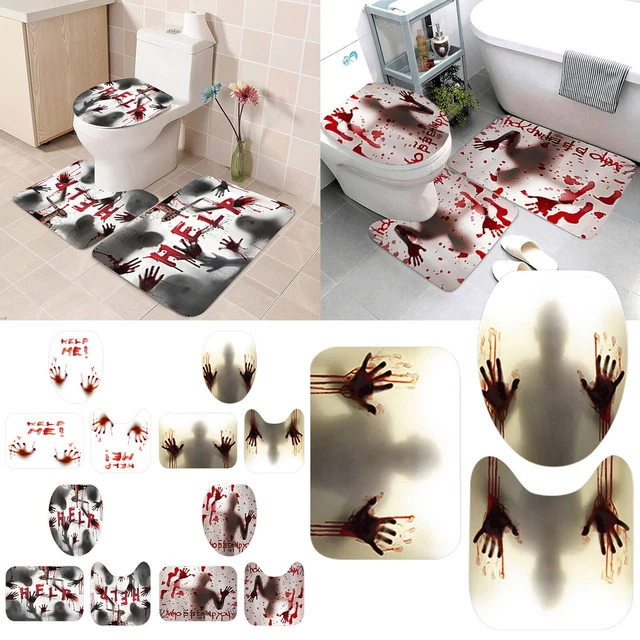 Bathroom Rug Mat Set Of 3 Halloween Holiday Anti Slip Bath Mat Set Super