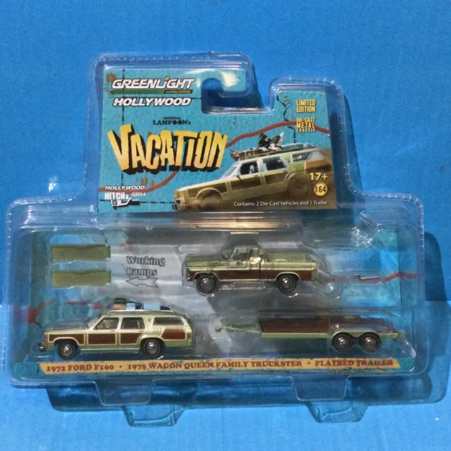 GREENLIGHT HOLLYWOOD HITCH & TOW NATIONAL LAMPOON’s FORD F100 / WAGON / TRAILER