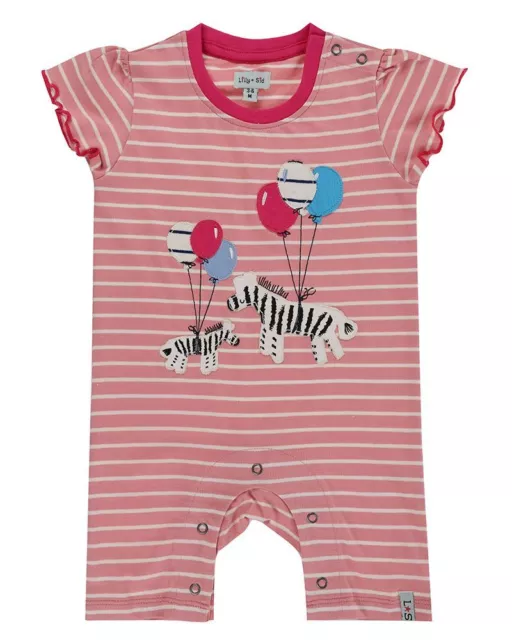 Lilly & Sid Applique Zebra Baby Girl Romper - Organic Cotton