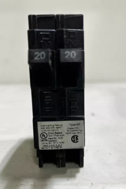 Siemens Q2020, 20 Amp Tandem Circuit Breaker