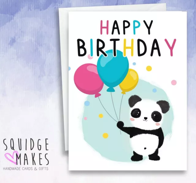 PANDA BIRTHDAY CARD* cards for her* Pun funny* Cute panda balloons  Personalised £ - PicClick UK