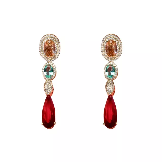Lange Rote Tropfen Ohrringe der Frauen Tropfen FöRmige Vintage Ohrringe Y9R4