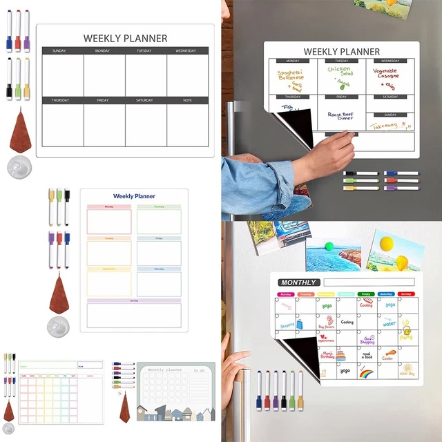 Planificateur Hebdomadaire Effaçable Autocollant - Tableau Blanc Réutilisable 40x30 Cm - Pour Maison, Bureau Ou Enfant