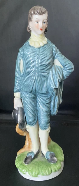 Vintage “Blue Boy” Figurine Large Ceramic  Hand Painted 8” S Crown Porcelain