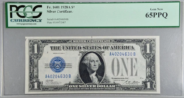 1928-A $1 Silver Certificate Funnyback PCGS 65 PPQ Gem New