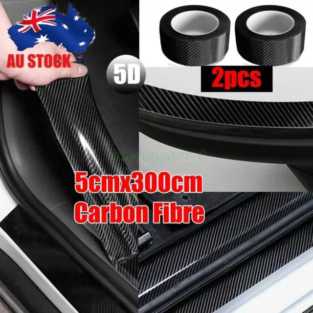 2PC 5D 3M*5CM Black Carbon Fiber Vinyl Car Door Protect Air Release Scratch Tape