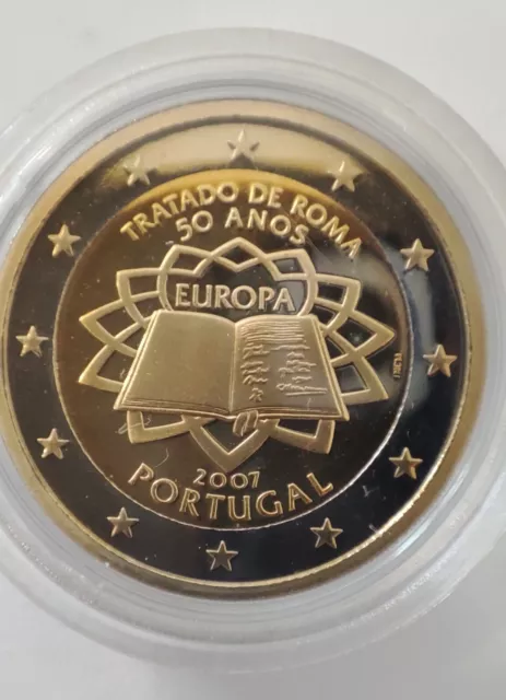2 euro Portogallo 2007 trattati di Roma proof pp be fondo specchio in capsula