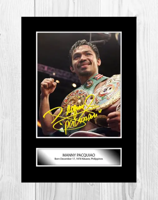 Manny Paquiao 2 boxing reproduction Signed a4 poster choice of frame