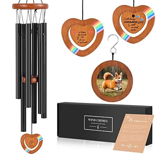 Pet Memorial Wind Chimes Dog Memorial Gifts, 33" Memorial Wind Chimes with Pi...