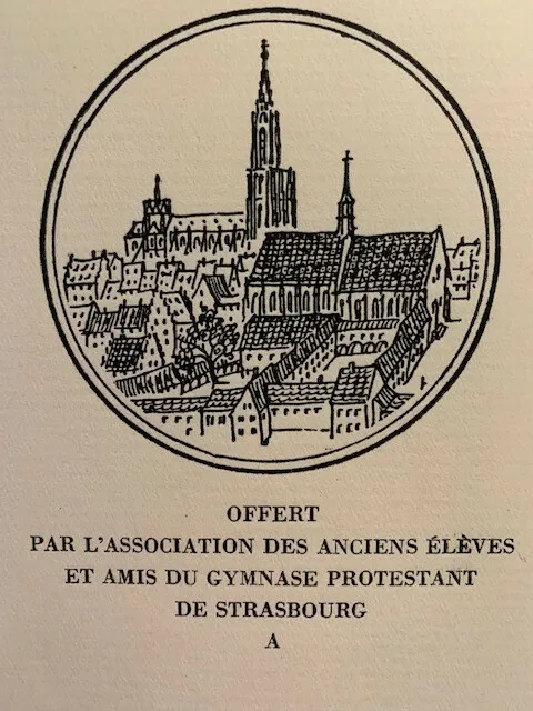 Ex-libris Alsace Hans Haug dit Balthasar pour Gymnase protestant, 82 x 67 mm