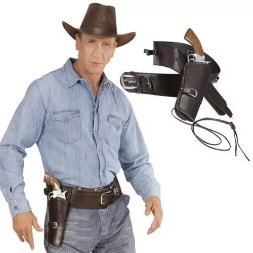PISTOLENHOLZTER - braun - Westerngürtel Cowboy Gürtel Colt Pistolenhalfter #1051
