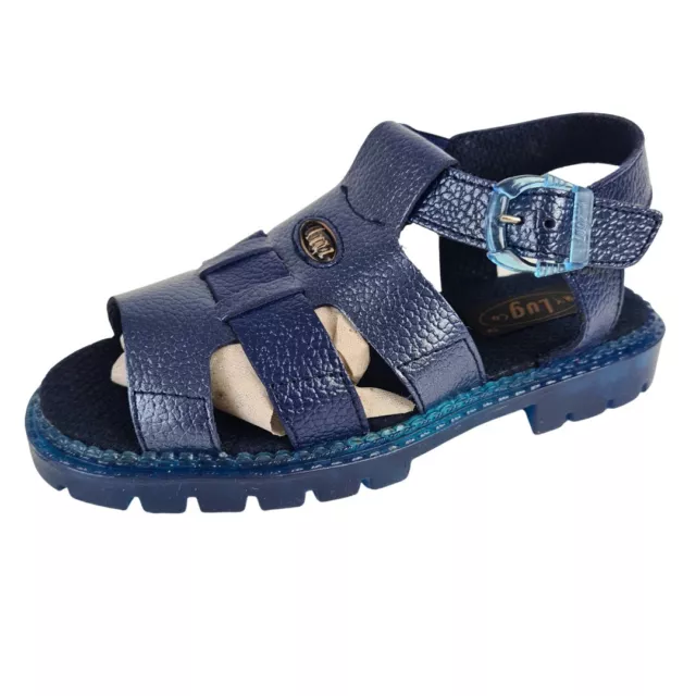 N.Y Lugz SWING Sandal Navy D120 Leather Vintage LITTLE KIDS Adjustable Size 12