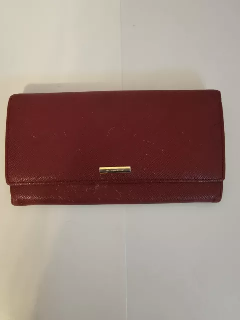 Burberry London Red Leather Checkbook Long Wallet Burberry Plaid Lining 2