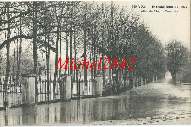 CPA Meaux Inondations de 1920 allée du Moulin Pommier Seine et Marne 77