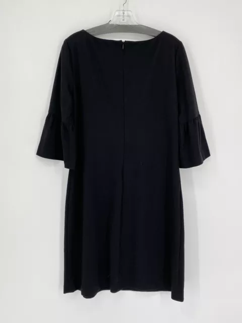 Donna Morgan Black 3/4 Bell Sleeve Sheath Boat Neck Dress Women’s Size 14 2