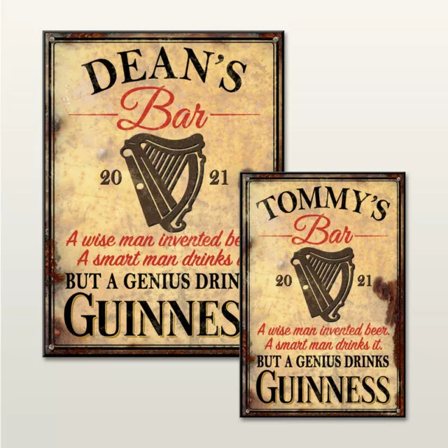 Guinness Home Bar Personalised Retro Style Sign Wall Plaque Novelty Gift