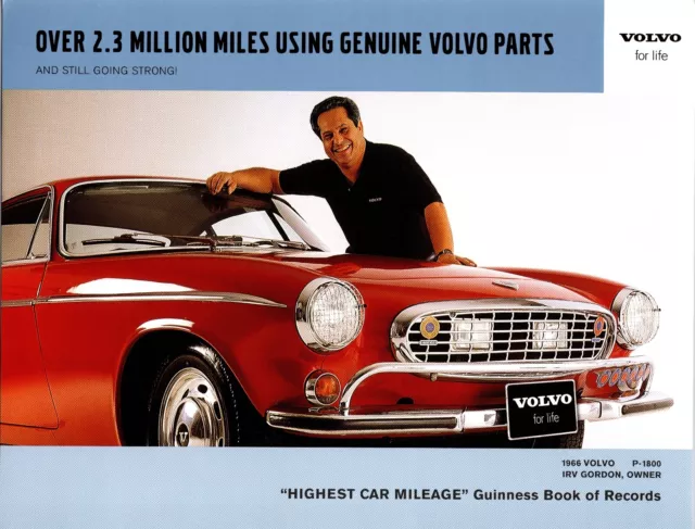 Volvo P1800 Highest Car Mileage Irv Gordon Guinness Book Record Ad Mini Poster