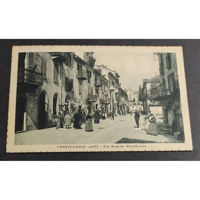 Cartolina Costigliole Asti - Via Regina Margherita