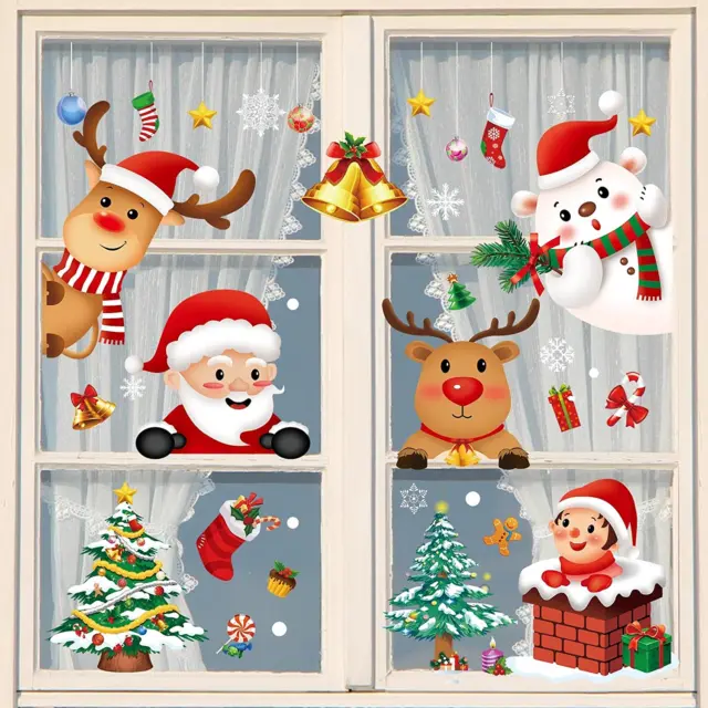 Heekpek Fensterbilder Weihnachten Wiederverwendbar Fenstersticker Selbstklebend