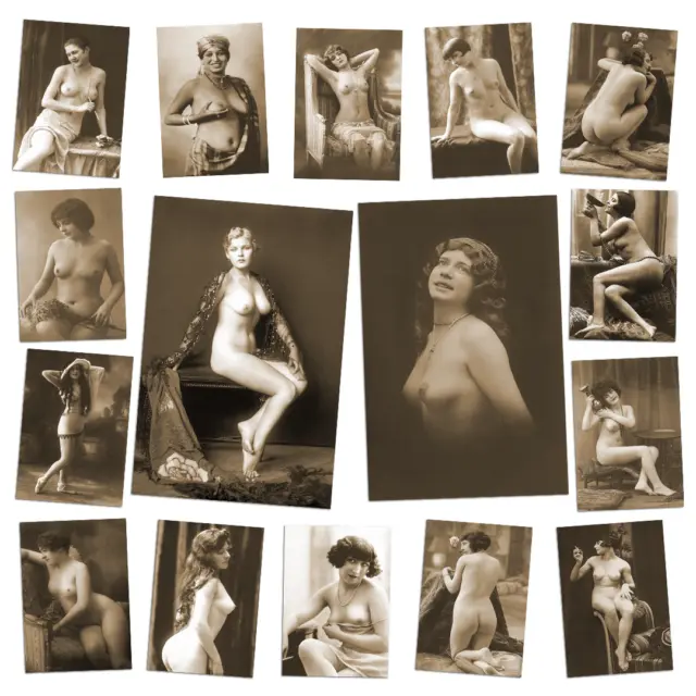 Sepia Edwardian Model Reproduction Nude Glamour Postcards Erotic Risque Vintage