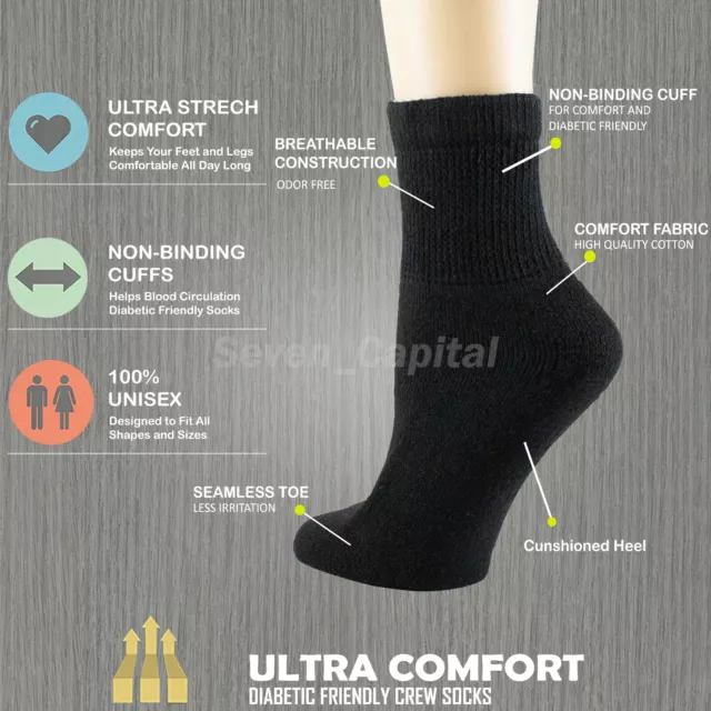 For Womens Mens Non Binding Top Circulatory Diabetic Cotton Low Cut Ankle Socks 2