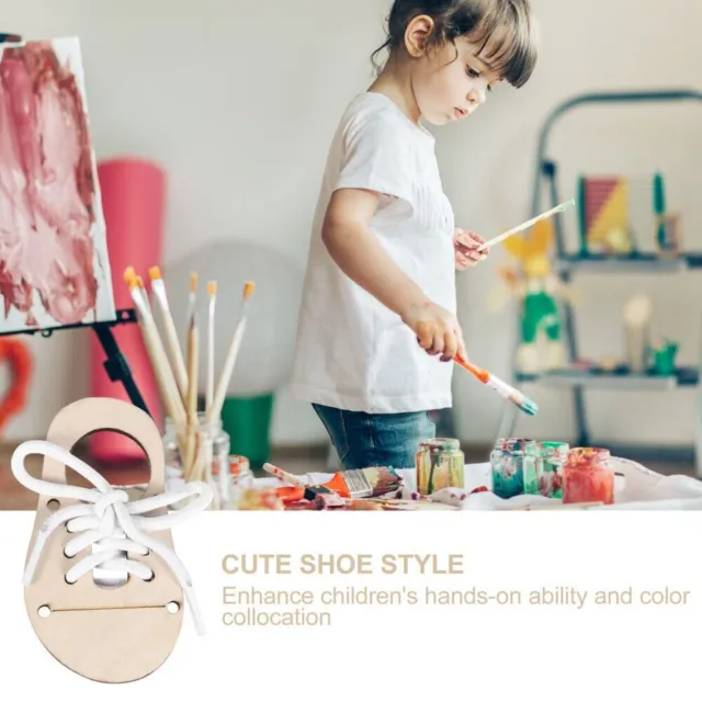 3Pcs DIY Accessories Wood Crafts Handmade Shoelace Puzzle  Kids