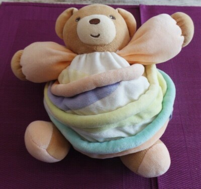 Kaloo C5 DOUDOU BOULE KALOO OURS LOLLIES CANDY bras jaune anneaux spirales 20c NEUF* 